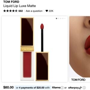Tom Ford Liquid Lip Luxe Matte Lipstick, 133 Scarlet Stiletto, BNIB